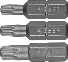 Набор ЗУБР: Биты кованые, хромомолибденовая сталь, тип хвостовика C 1/4", 25мм, T20, T25, T30, 3 пре