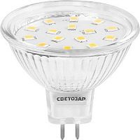 Лампа СВЕТОЗАР светодиодная "LED technology", цоколь GU5.3, теплый белый свет (3000К), 220В, 3Вт (25