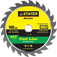 STAYER Fast Line 180 x 20мм 24Т, диск пильный по дереву, быстрый рез