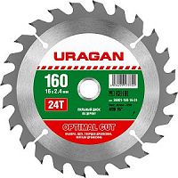 URAGAN Optimal cut 160х16мм 24Т, диск пильный по дереву